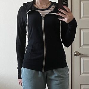 City Streets hoodie zip-up lightweight jacket workout sheer layering draw string